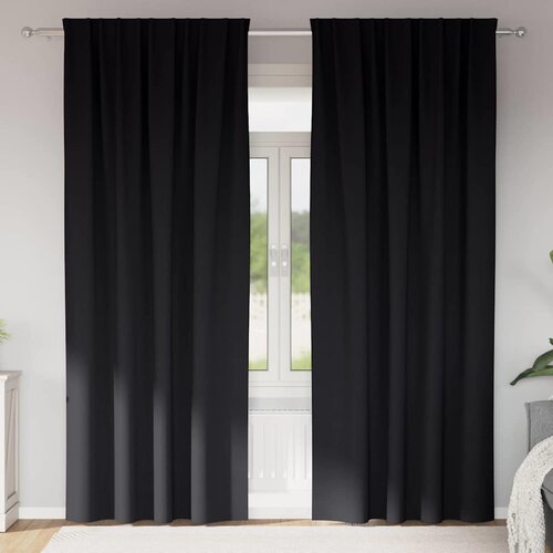  Zavjese za blackout s prstenovima 2 pcs Crna 225 x 140 cm Cene