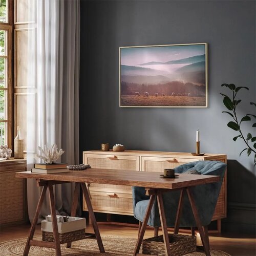  Slika - Sheep in Mountain Landscape (1-part) - Animals in Nature 90x60 U prirodnom drvenom okviru Cene