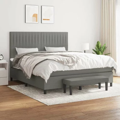  Box spring postelja z vzmetnico temno siva 160x200 cm blago, (20894449)