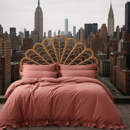 Mila Home Luxury Rožnata enojna posteljnina iz renforce bombaža 140x200 cm Ruffle Striped &amp;ndash; Slike