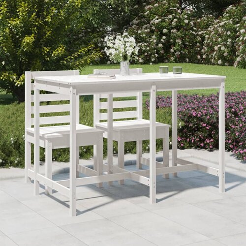 The Living Store Vrtna miza bela 159,5x82,5x110 cm trdna borovina - Vrtna Miza, (21466960) Slike