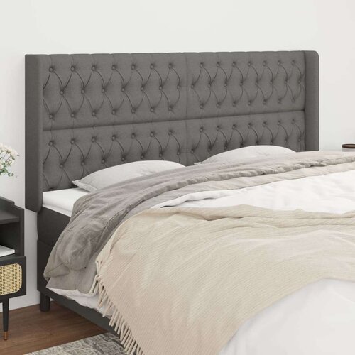  Vzglavje z u&amp;scaron;esi temno sivo 183x16x118/128 cm blago, (20793484) Slike