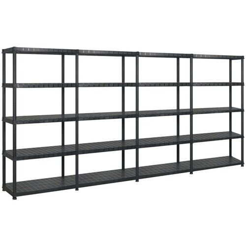 VidaXL Regal s policami 5-nadstropni črn 366x45,7x185 cm plastika Slike