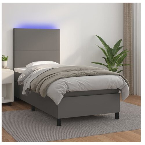  Box spring s madracem LED sivi 80x200 cm od umjetne kože Cene