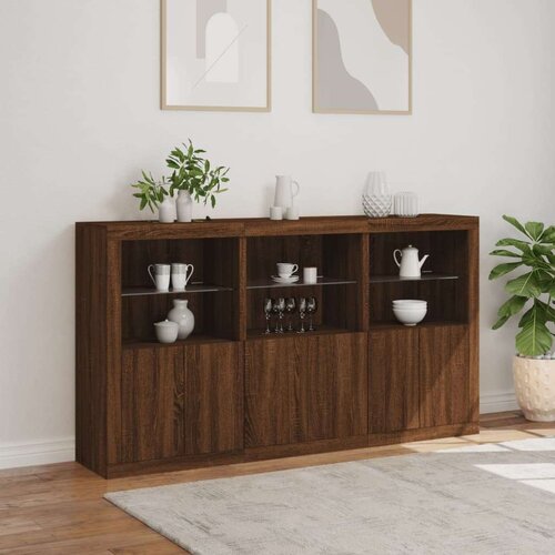 vidaXL Komoda s LED svjetlima boja smeđeg hrasta 181 5x37x100 cm Cene