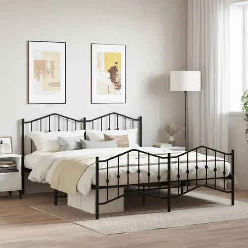 vidaXL Metalni okvir kreveta s uzglavljem i podnožjem crni 160x200 cm