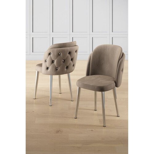 Hanah home set trpezarijskih stolica Axle 8 kom, kapućino tkanina Babyface, hromirane metalne noge Cene