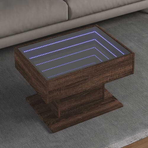 VidaXL Stolić za kavu LED smeđa boja hrasta 70x50x45 cm drveni Slike