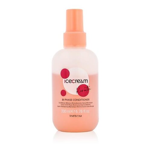 Inebrya Ice Cream Keratin Bi-Phase Conditioner 200 ml balzam za lase barvani lasje neukrotljivi in poškodovani lasje suhi lasje unisex Cene