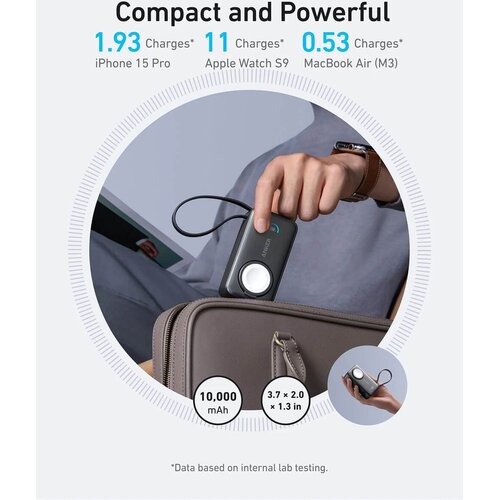 Anker MagOn Powerbank 10000 mAh, 35W s ugrađenim kabelom i bežičnim punjenjem za Apple Watch Cijene