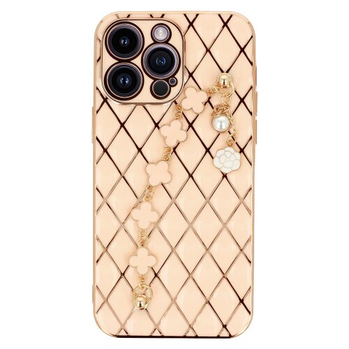 Onasi Glamur silikonski ovitek z zapestnico za iPhone 14 Pro - roza Slike