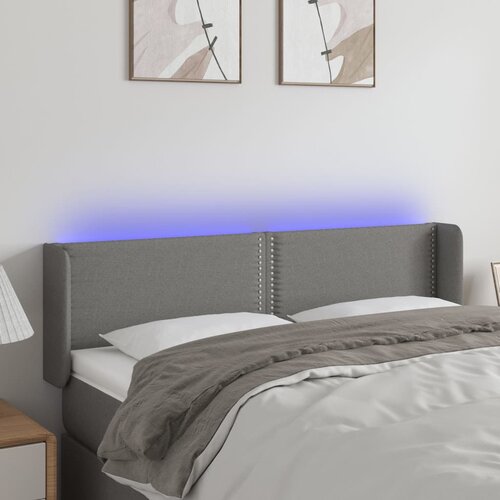 vidaXL LED uzglavlje tamnosivo 147x16x78/88 cm od tkanine Cijene