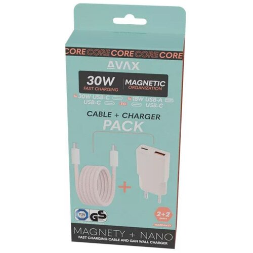 Avax Punjač CH641P+CB610P / USB-C to USB-C / 100W / 1m braided / Pink Slike