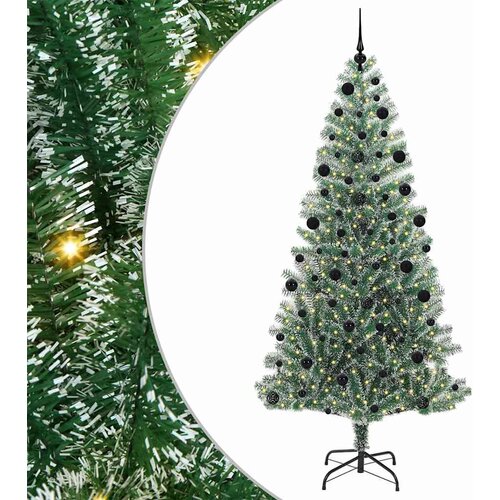  Umjetno Božićno Drvo s Snježnim Flokom i LED Svjetlom 210 cm Slike