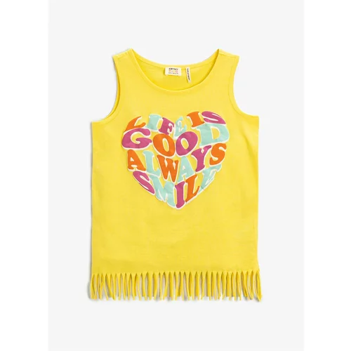 Koton Crew Neck Standard Pattern Printed Yellow Girl Undershirt -