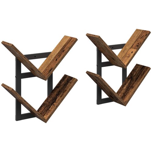  Floating polica za zid 2 kom. Staro drvo 43 x 15 x 47 cm Slike