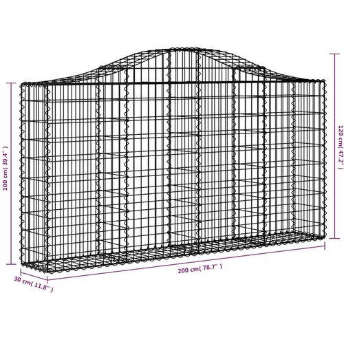  Lučne gabionske ko&amp;scaron;are 12kom 200x30x100/120cm pocinčano željezo Slike