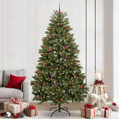 vidaXL Umjetno božićno drvce S LED lampica Zelena 240 cm PVC i metal Cene