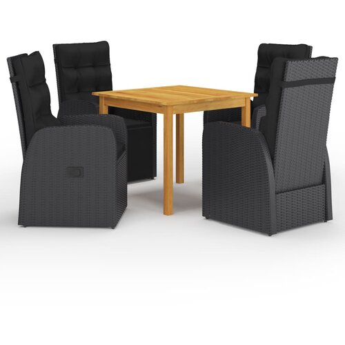  5-dijelni vrtni blagovaonski set crni Cijene