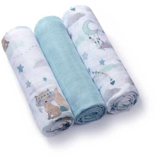 BabyOno Natural Bamboo Diapers Blue plenice iz blaga 70x70 cm 3 kos Slike