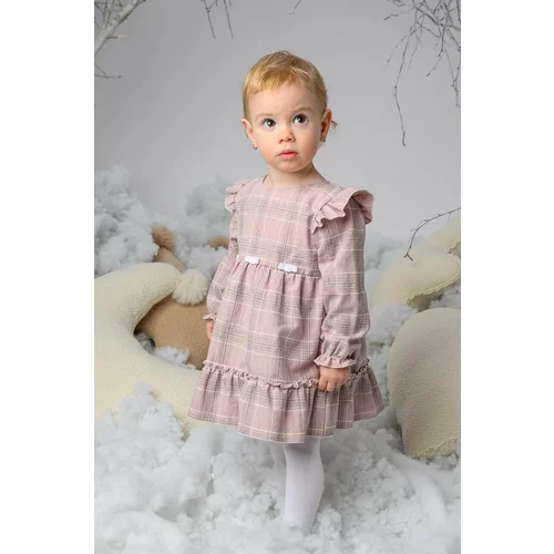 Jamiks Dječja pamučna haljina boja: ružičasta, mini, širi se prema dolje