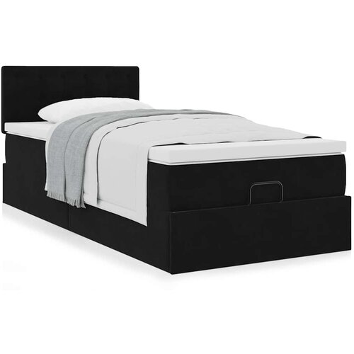 vidaXL Otomanski okvir kreveta s madraca crni 90x200cm baršunasti Cijene