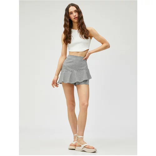 Koton Mini Short Skirt Frilly Patterned Cotton Blend