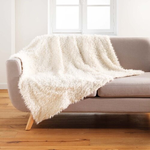 Douceur d intérieur Bela odeja iz umetnega krzna 125x150 cm Mouton – Cene