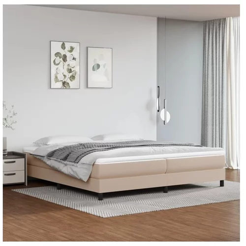  Box spring postelja z vzmetnico kapučino 200x200 cm um. usnje