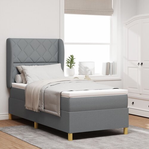 VidaXL Box Spring Postelja z Blazino - Svetlo Siva - 90x200 cm Tkanina Slike