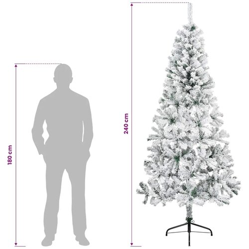  Umjetno božićno drvce 240 cm PVC i čelik Zelena i bijela - Zelena i bijela 240 cm Slike