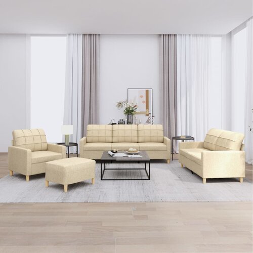 vidaXL 4-dijelni set sofa s jastucima krem od tkanine Cijene