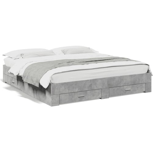 VidaXL Posteljni okvir s predali betonsko siv 180x200cm inženirski les Slike