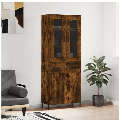 vidaXL Visoka komoda dimljeni hrast 69 5x34x180 cm konstruiranog drva Cijene