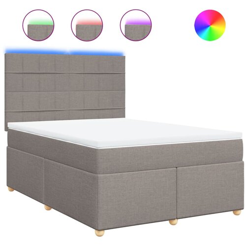 VidaXL Krevet s oprugama i madracem smeđesivi 160x200 cm tkanina Slike