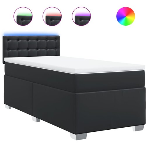 Maison Chic Box spring postelja - Vzmetna postelja z vzmetnico črna 90x200 cm umetno usnje SL18264, (21894290) Cene