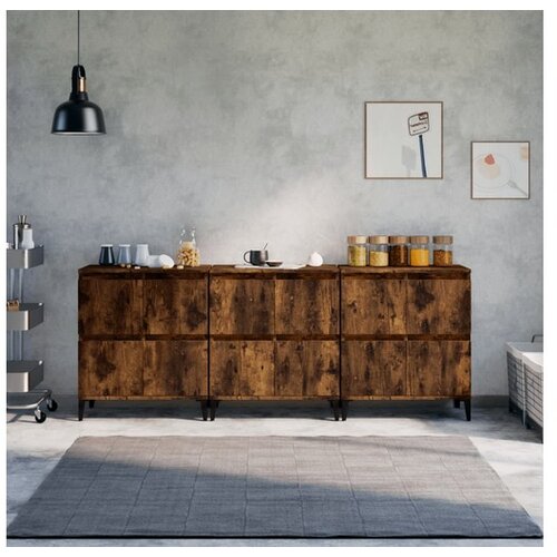  Komode 3 kom boja dimljenog hrasta 60x35x70cm konstruirano drvo Cene