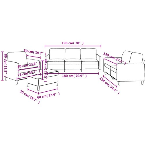  4-dijelni set sofa s jastucima tamnosivi od tkanine Slike
