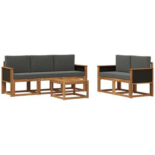 vidaXL Zunanja garnitura za sedenje 6 pcs Naravna in antracitna, (5000281845) Cene