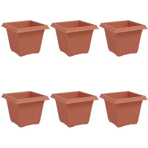  Kvadratna saksija za cvijeće 6 pcs Crvena cigla - Crvena cigla 33 x 33 x 26 cm 6 Slike