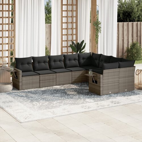  9-dijelni set vrtnih sofa od poliratana s jastucima sivi Cijene