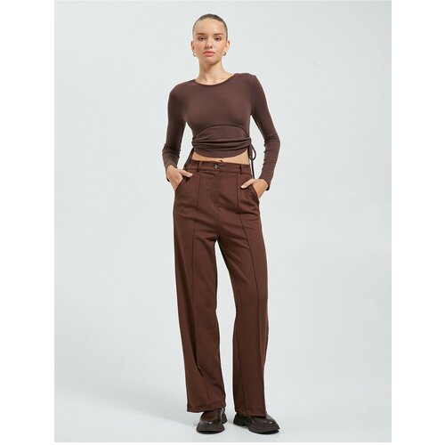 Koton Wide Leg Trousers Fabric Ribbed Buttons Slike