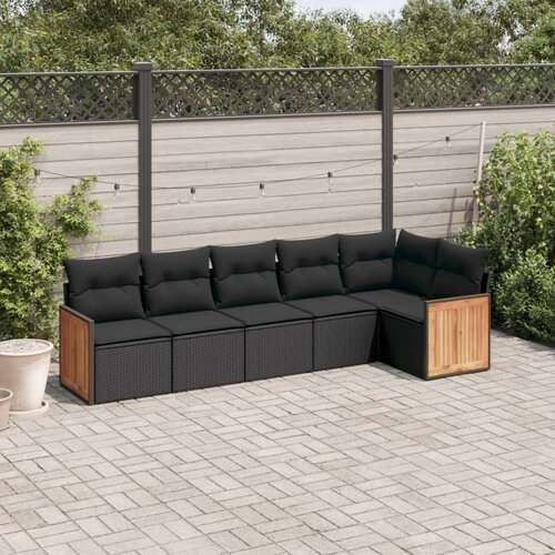  6-dijelni set vrtnih sofa s jastucima crni od poliratana Cijene
