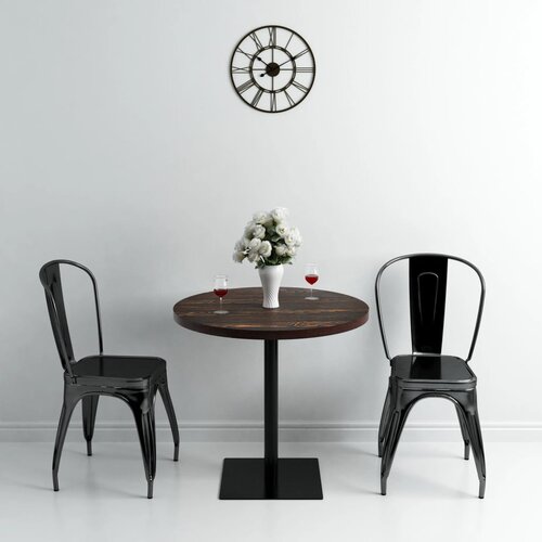 The Living Store Bistro miza mediapan in jeklo okrogla 80x75 cm temna jesenovina - Jedilna Miza, (21662925) Cene