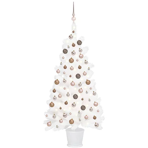 vidaXL umjetno božićno drvce s LED svjetlima i kuglicama bijelo 90 cm