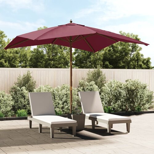 VidaXL Vrtni suncobran s drvenim stupom bordo 300x300x273 cm Slike