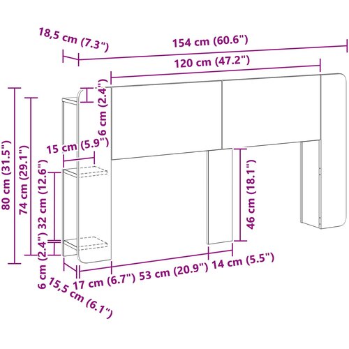  Glava kreveta s ormarićem Hrast artisan 140 cm Slike