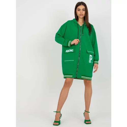 Fashion Hunters Green long zippered sweatshirt with inscriptions