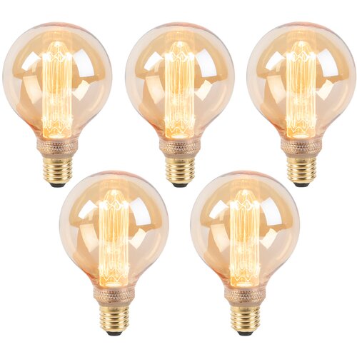LUEDD Komplet 5 LED žarnic G95 E27 5W 1800K jantar 3-stopenjska zatemnitev Cene