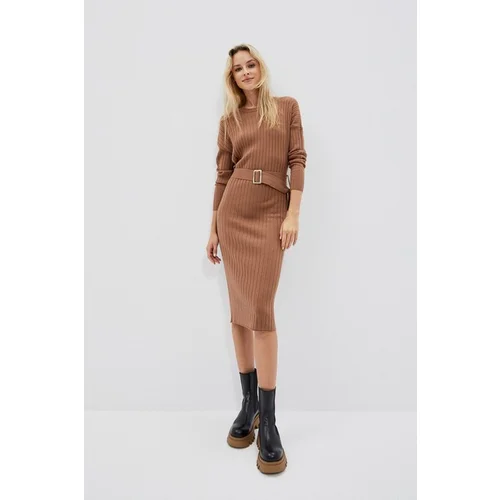 Moodo Ribbed dress with belt Moodo Ribbed dress with belt